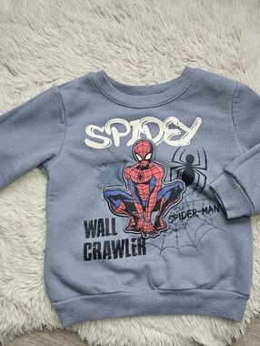 3/25$💫Marvel Spider-Man "Wall Crawler" Grey Fleece Sweatshirt 🕸️ 2-3T